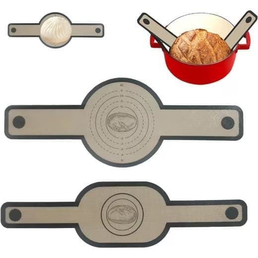 2-Pack Nonstick Silicone Baking Mat with Long Handles, Gray