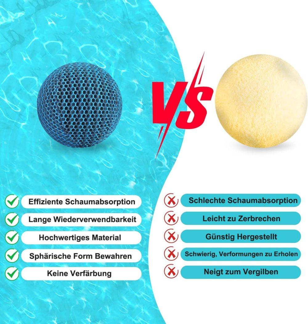 4-Pack 7 cm Reusable Filter Balls for Hot Tub and Pool Cleaning, Effective Suction