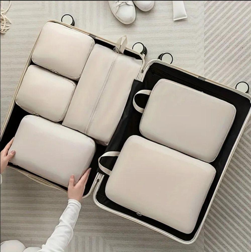6-Piece Waterproof Travel Storage Bags Organizer, Pink, Compatible with All Brands