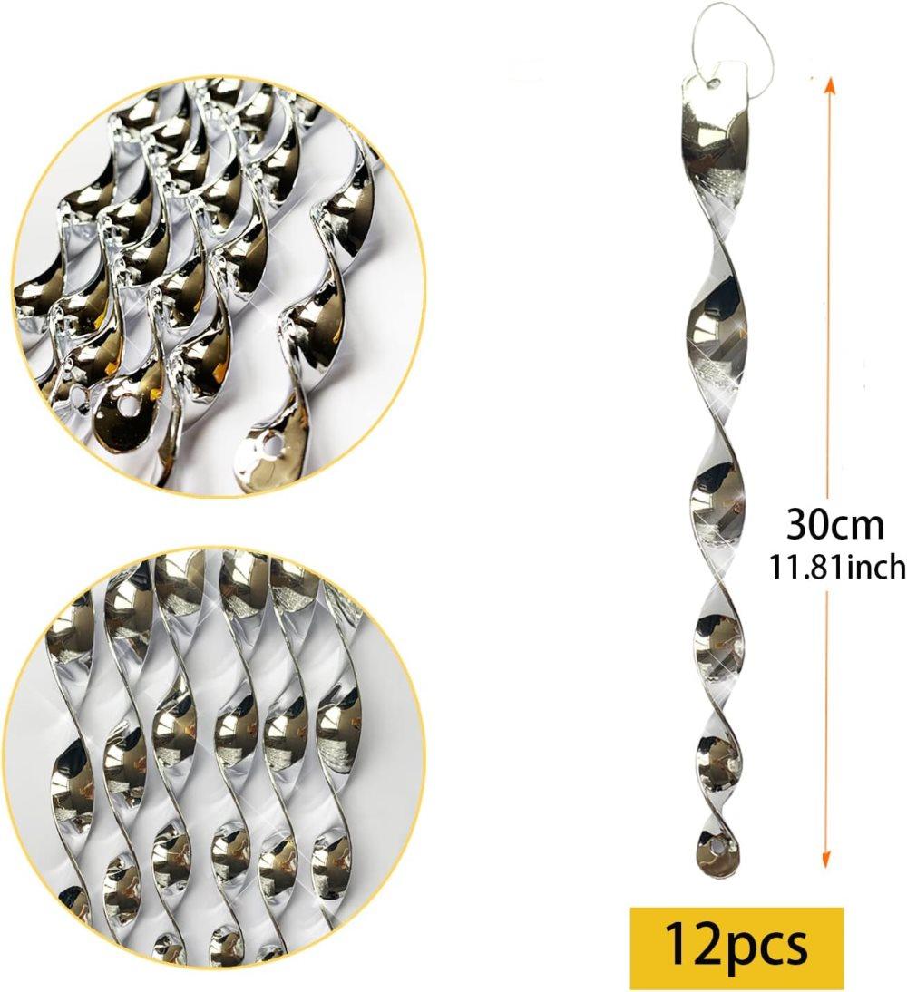 30-Pack Silver Bird Repellent Spiral Scarecrow, UV Resistant for Garden and Terrace, 30 cm