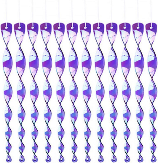 30-Pack Bird Repellent Spiral Reflective Scarecrow, 30 cm, UV Resistant for Garden and Terrace, Purple