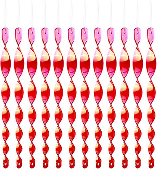 30-Pack Spiral Reflective Scarecrow Bird Repellent, 30 cm, UV Resistant for Garden and Terrace, Red