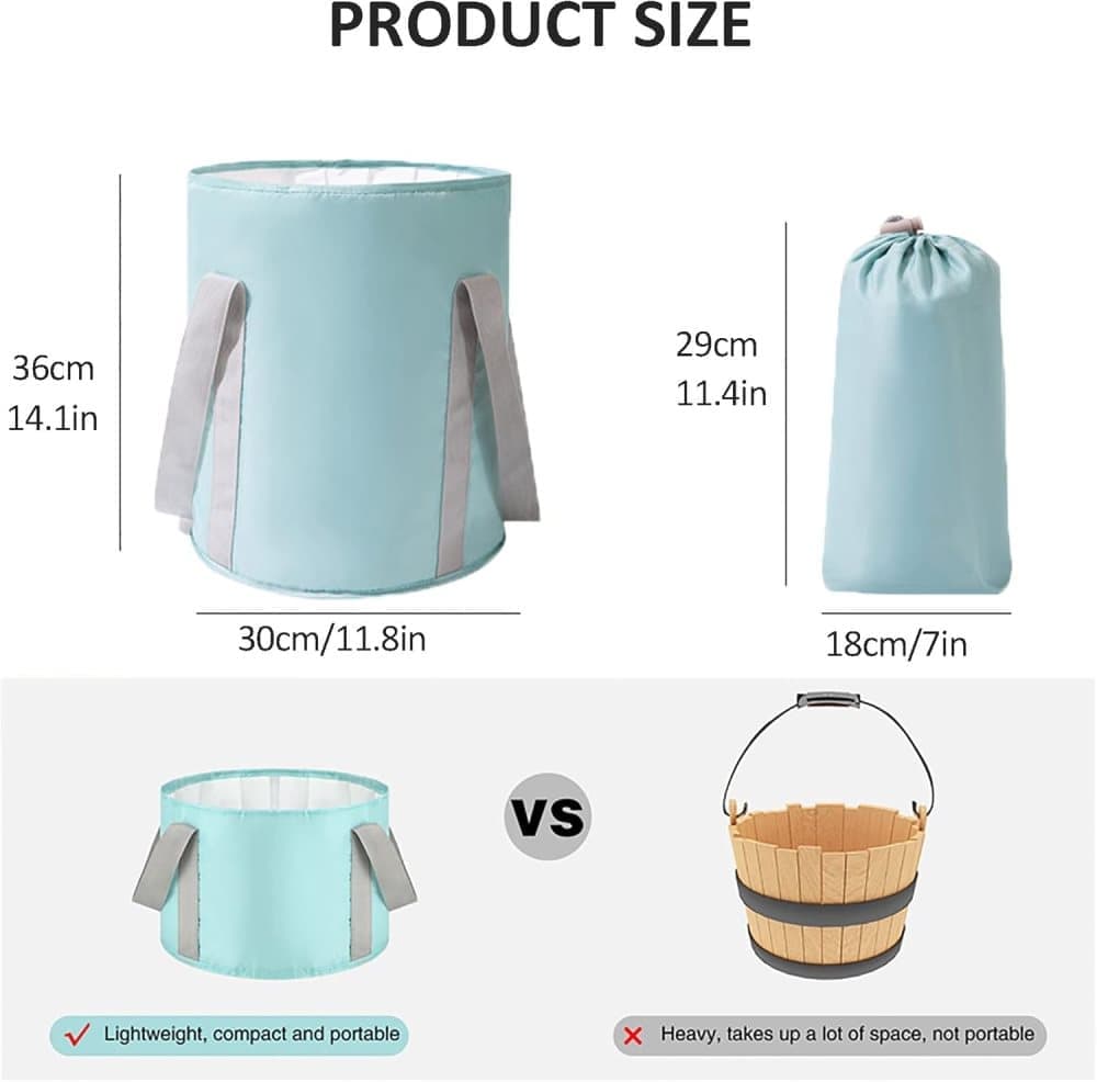 Foldable Foot Bath Tub 30x36cm, Blue, Portable for Home Travel Camping Spa Care, with Non-Slip Design