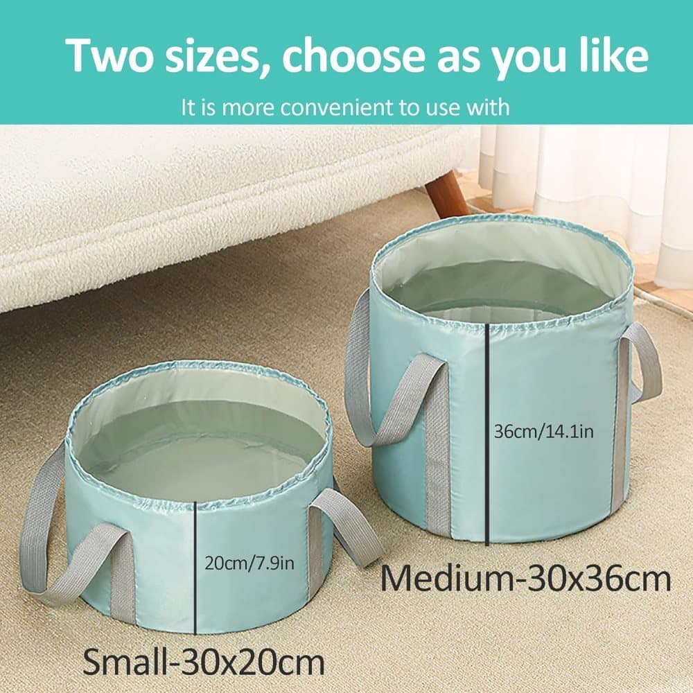 Foldable Foot Bath Tub Blue, Portable for Home Travel Camping Spa Care, 30x20cm