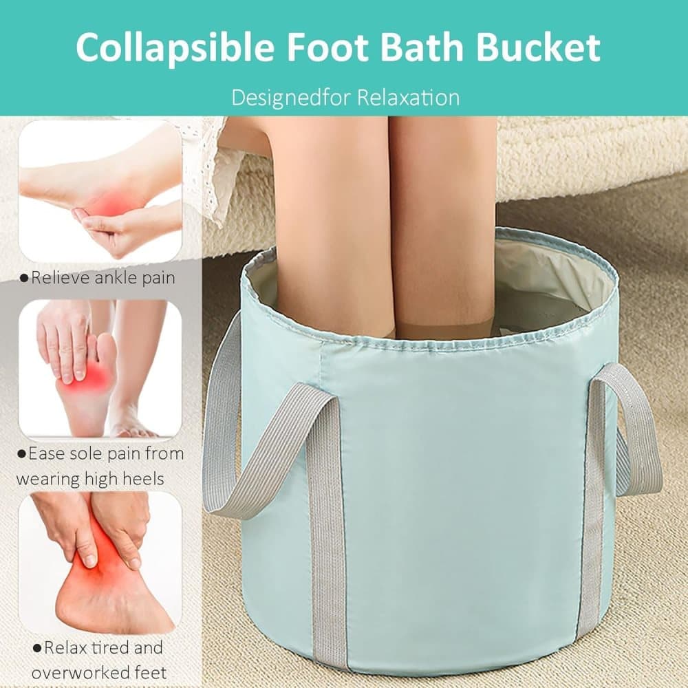 Foldable Foot Bath Tub 30x20cm, Portable Foot Spa for Home Travel Camping and Outdoor Use, Wood