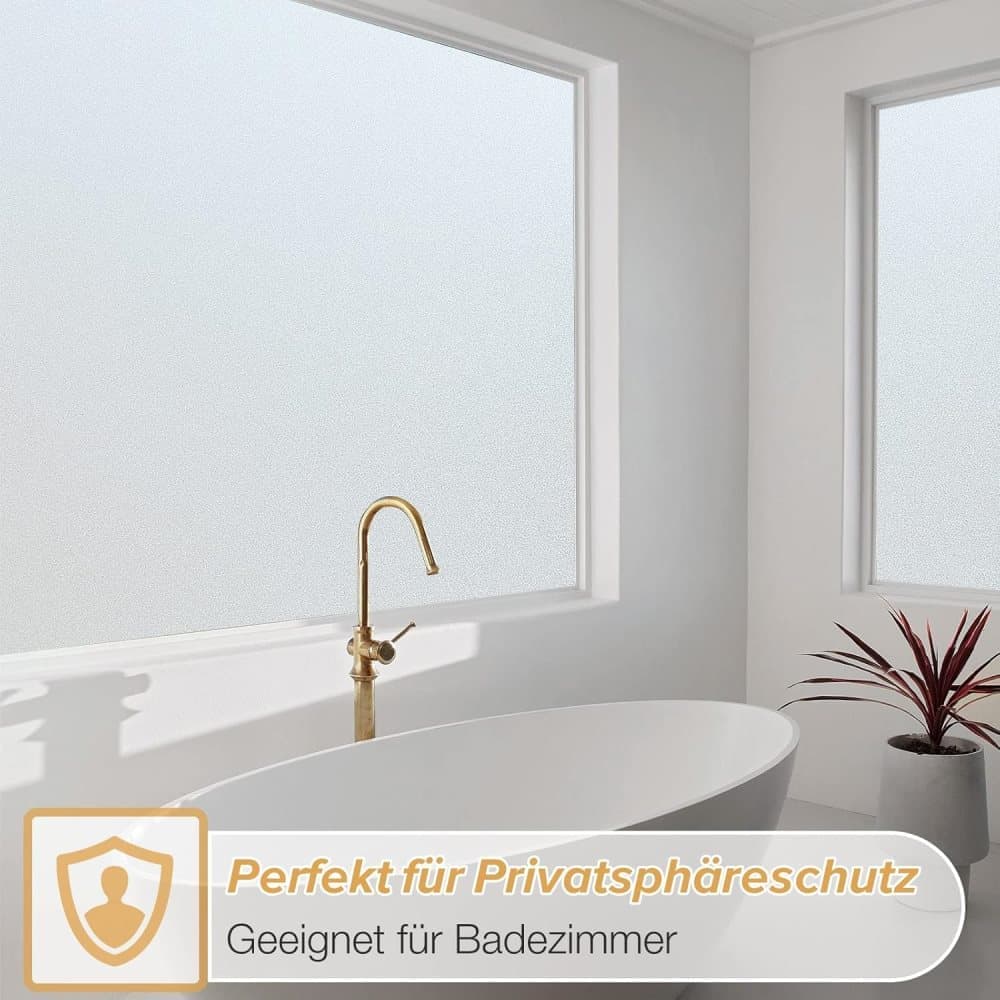 Frosted self-adhesive window film for privacy and UV protection, opaque, for offices and bathrooms, 45cmx2m