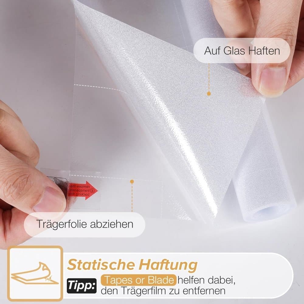 Frosted self-adhesive window film for privacy and UV protection, opaque, for offices and bathrooms, 45cmx2m