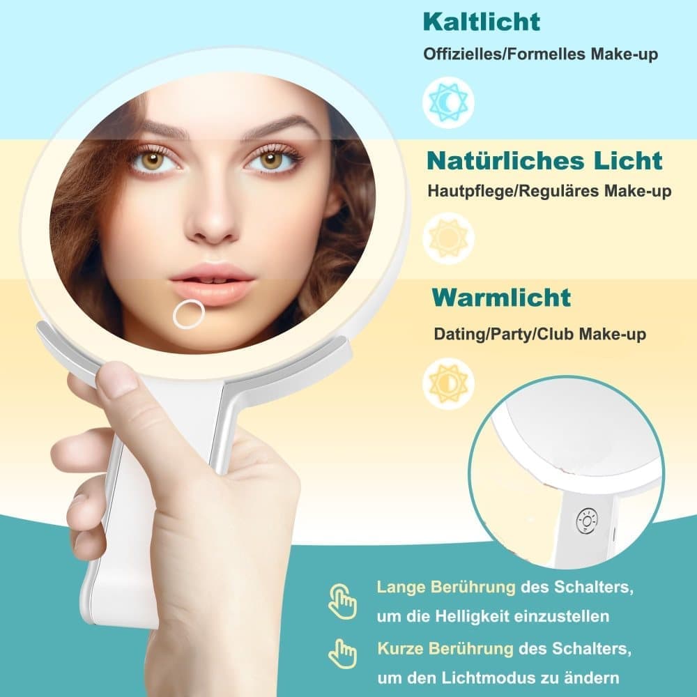 5X/1X LED Makeup Mirror with Adjustable Lighting, Double-Sided Magnifying Mirror for Makeup and Skincare