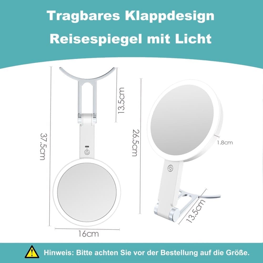 10X/1X LED Makeup Mirror with Adjustable Lighting, Double-Sided Magnifying Mirror for Skin Care, Compatible with All Brands
