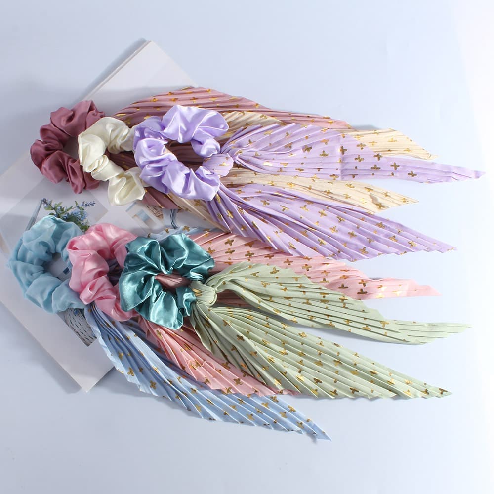 Colorful Satin Hair Ties with Bow 6-Pack, Scrunchies Hair Bands for Women, Compatible with Weddings Parties Work School Yoga