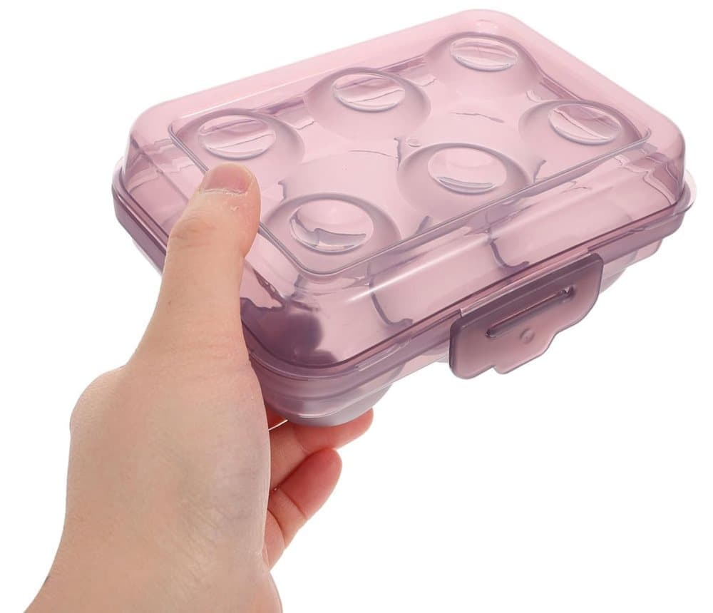 6-Compartment Egg Storage, Portable Transparent PP Material for Picnics Hiking, Compatible with Refrigerator, Blue