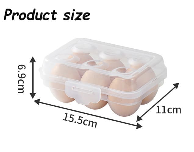 6-Compartment Egg Storage, Portable Transparent PP Material for Picnics Hiking, Compatible with Refrigerator, Blue