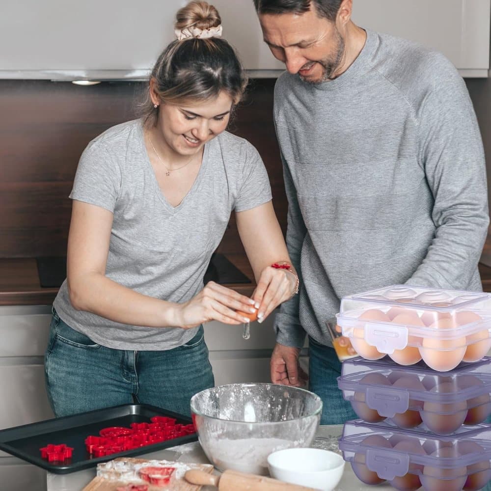 6-Compartment Egg Storage, Portable Transparent PP Material for Refrigerator Picnics Hiking, Purple
