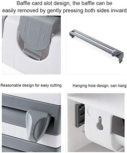 Multifunctional Foil Cutter Wall Holder for Plastic and Aluminum Foil with Kitchen Paper, 39x10x24cm, White