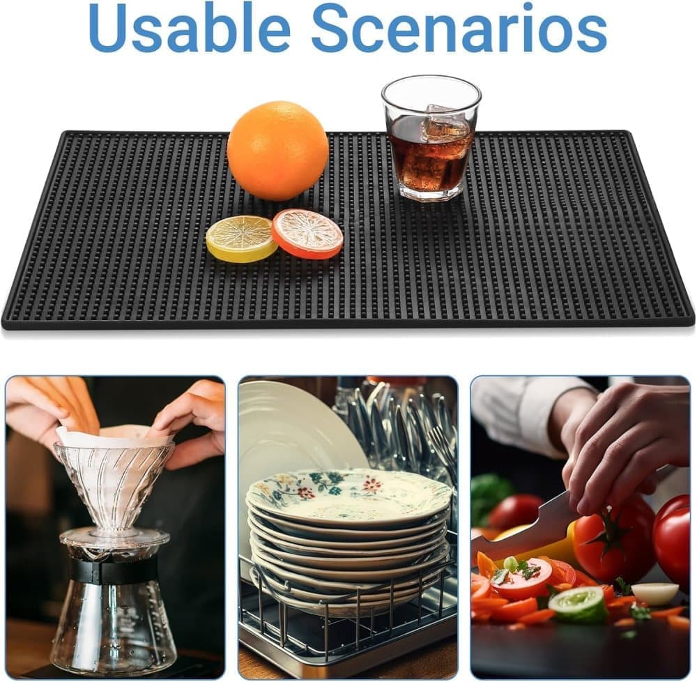 Non-Slip Dish Drying Mat 45x30cm, Bar Mat Dish Rack
