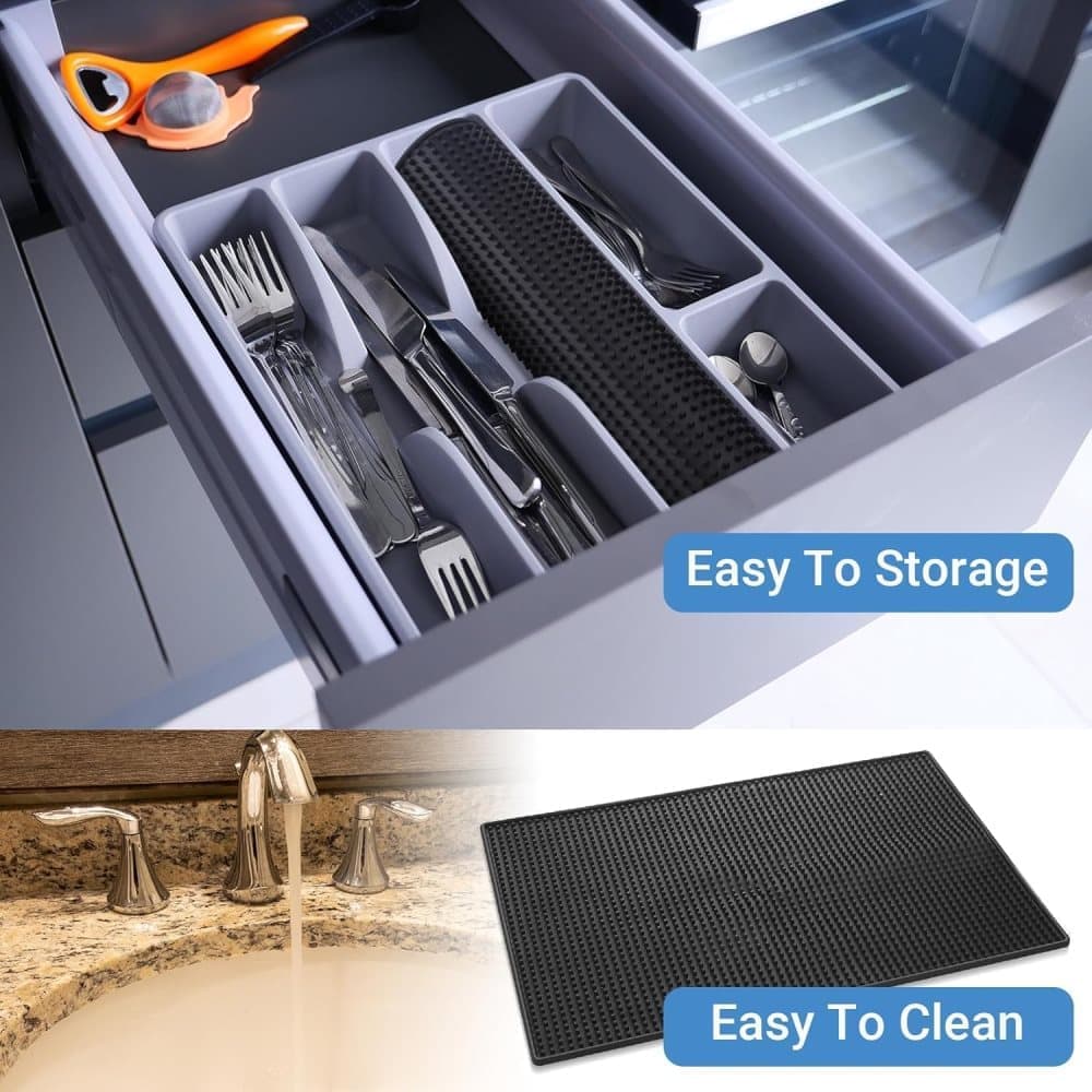 Non-Slip Dish Drying Mat 45x30cm, Bar Mat Dish Rack