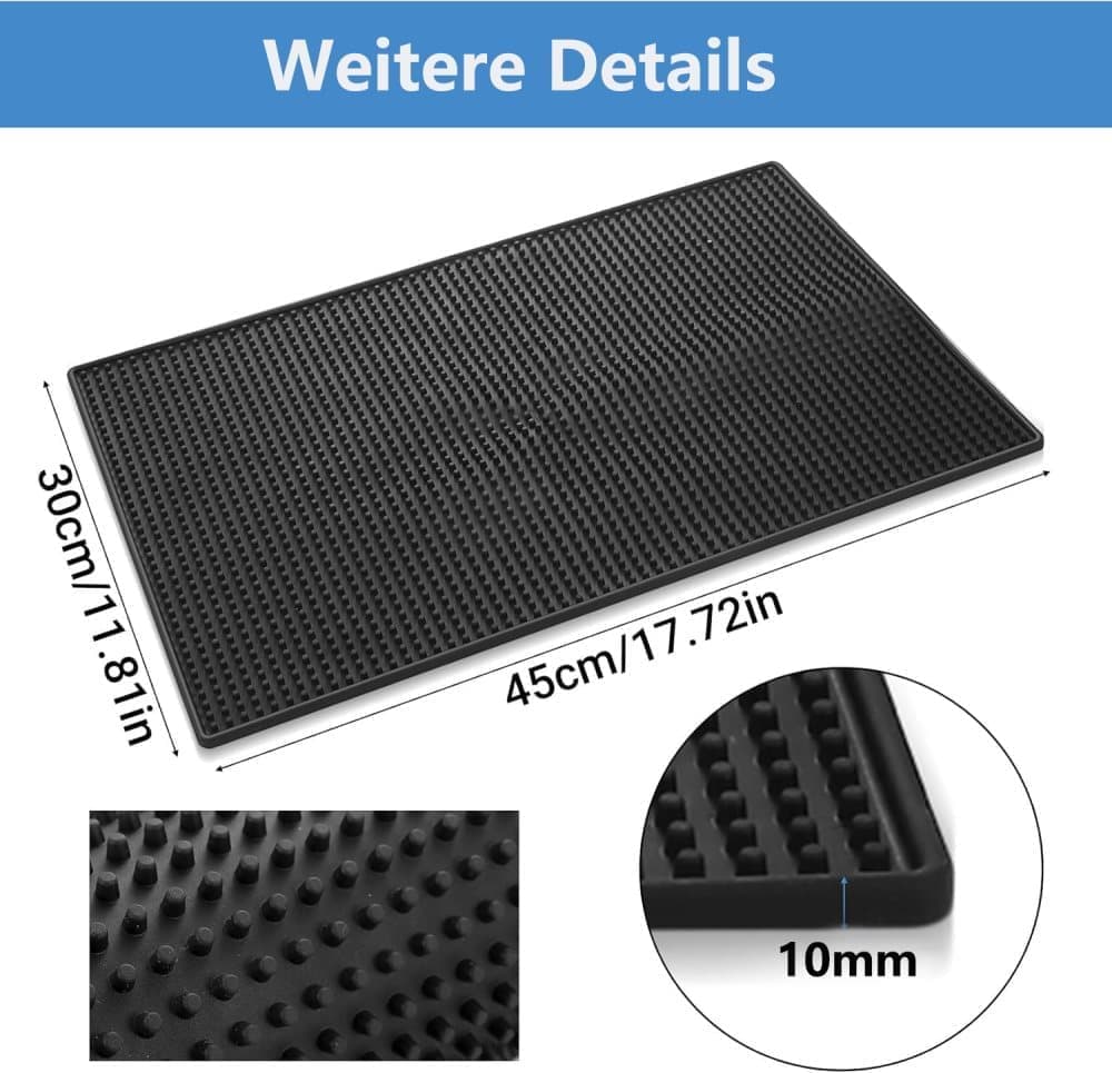 Non-Slip Dish Drying Mat 45x30cm, Bar Mat Dish Rack