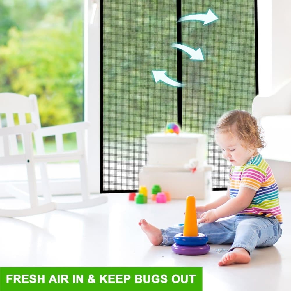 Magnetic insect screen door, automatic closing, durable scratch-resistant breathable quiet for insect protection, 90x210cm