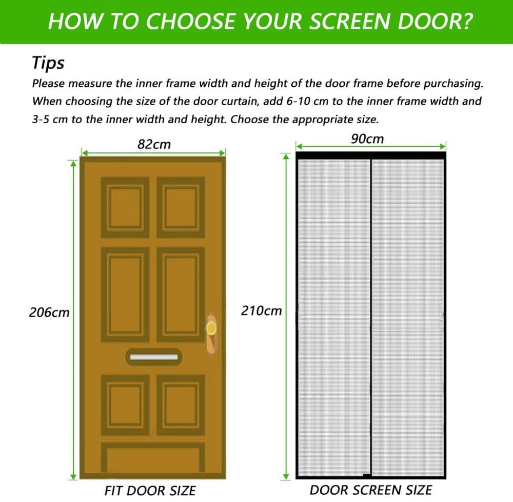 Magnetic insect screen door 80x210cm, automatic closing, durable scratch-resistant, breathable quiet, for insect mosquito protection