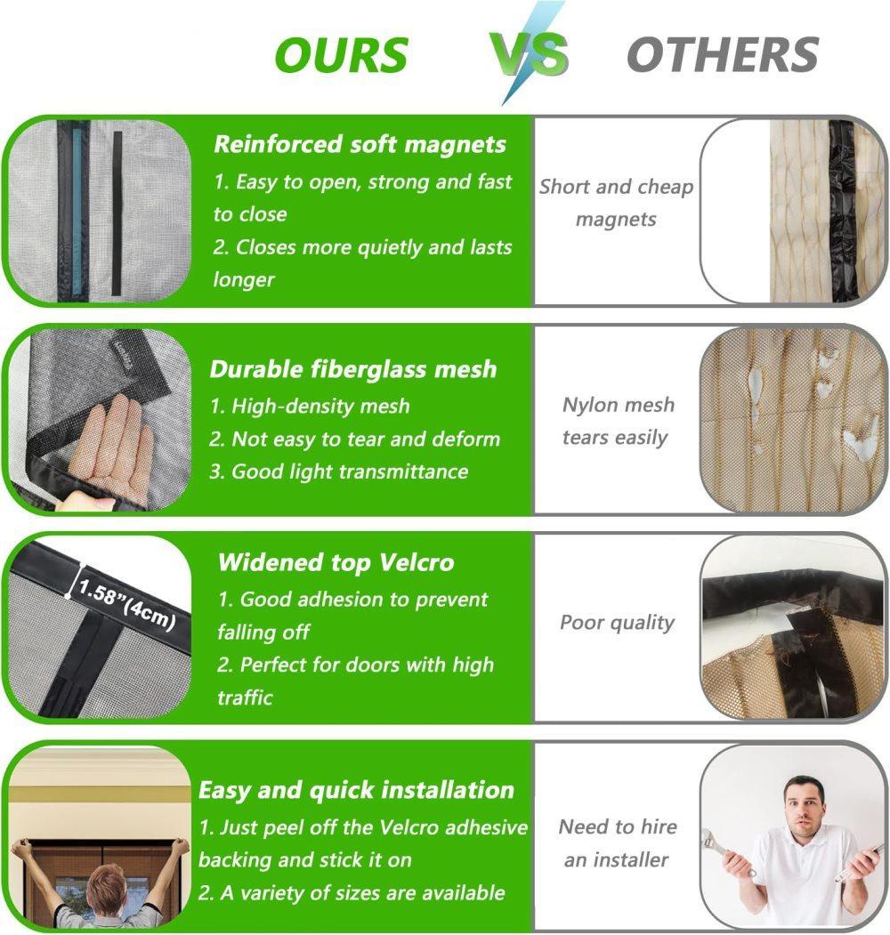 Magnetic insect screen door 80x210cm, automatic closing, durable scratch-resistant, breathable quiet, for insect mosquito protection