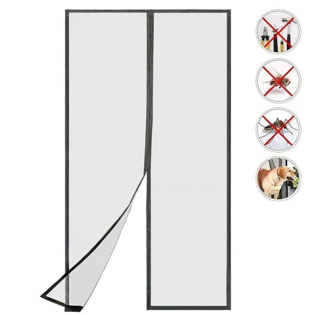 Magnetic insect screen door with automatic closing, quiet durable scratch-resistant breathable mesh for insect and mosquito protection, 120x210cm
