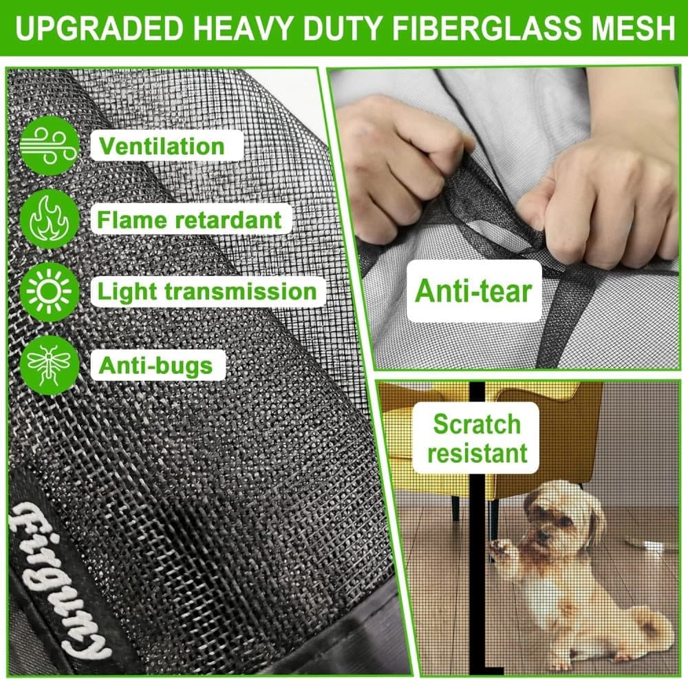 Magnetic insect screen door with automatic closing, quiet durable scratch-resistant breathable mesh for insect and mosquito protection, 120x210cm