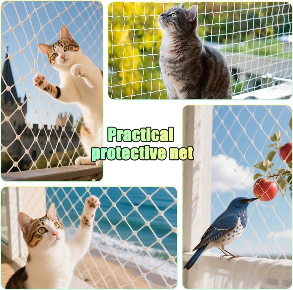 1 Pack Cat Protection Net for Balconies and Windows, Compatible with Cats, 6M x 3M
