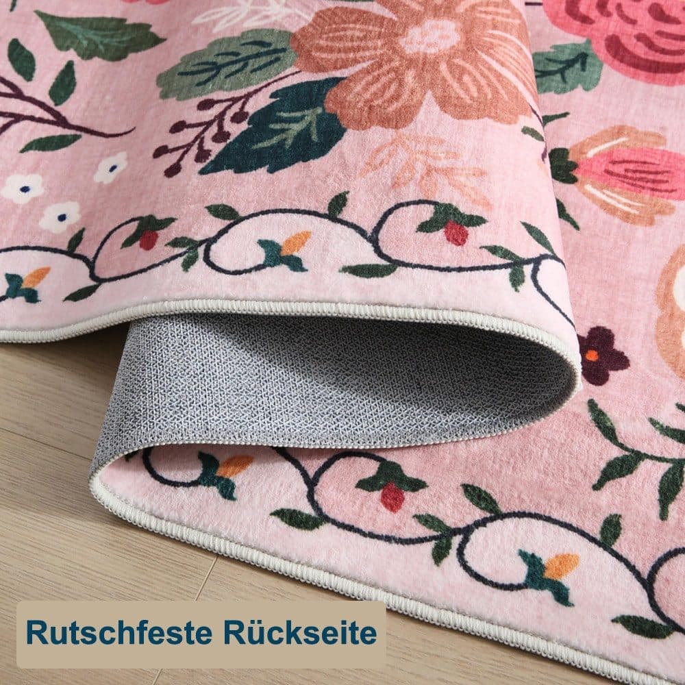 Bohemian Floral Doormat Non-slip Absorbent Dirt-Resistant Machine Washable, 18x30 inches
