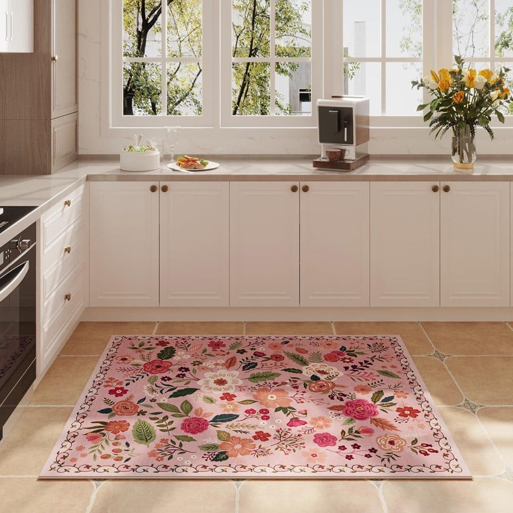 Bohemian Floral Doormat Non-slip Absorbent Dirt-Resistant Machine Washable, 18x30 inches