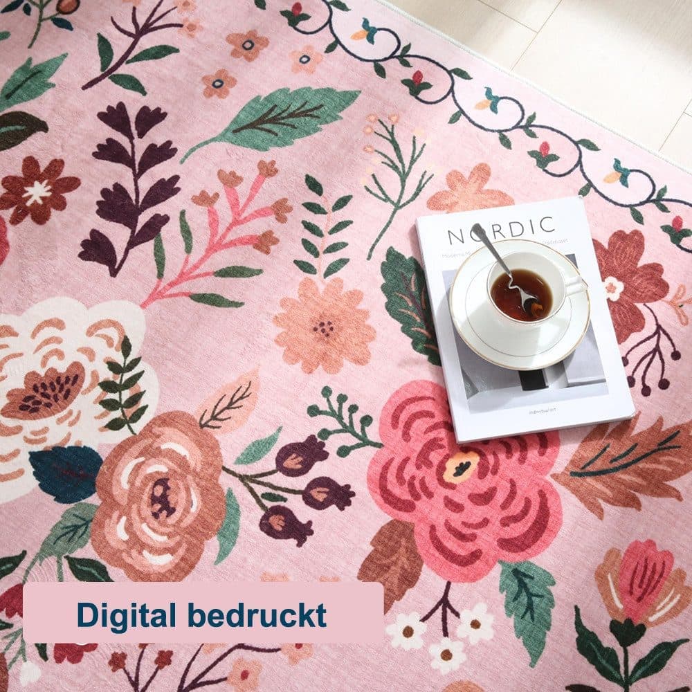 Bohemian Floral Doormat Non-slip Absorbent Dirt-Resistant Machine Washable, 18x30 inches