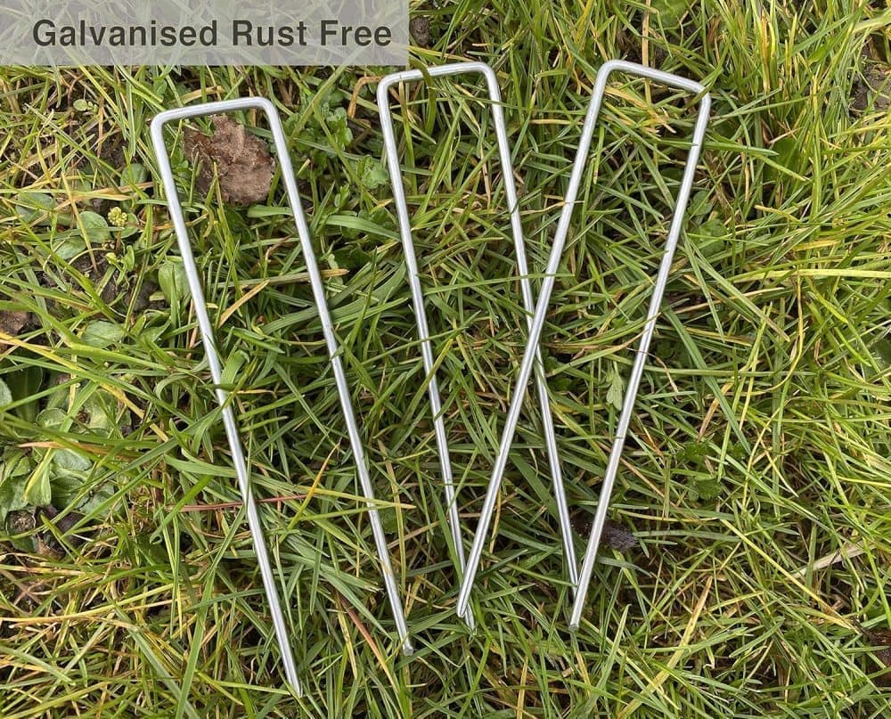 100 pcs U-shaped garden anchor pegs, 150mm, silver