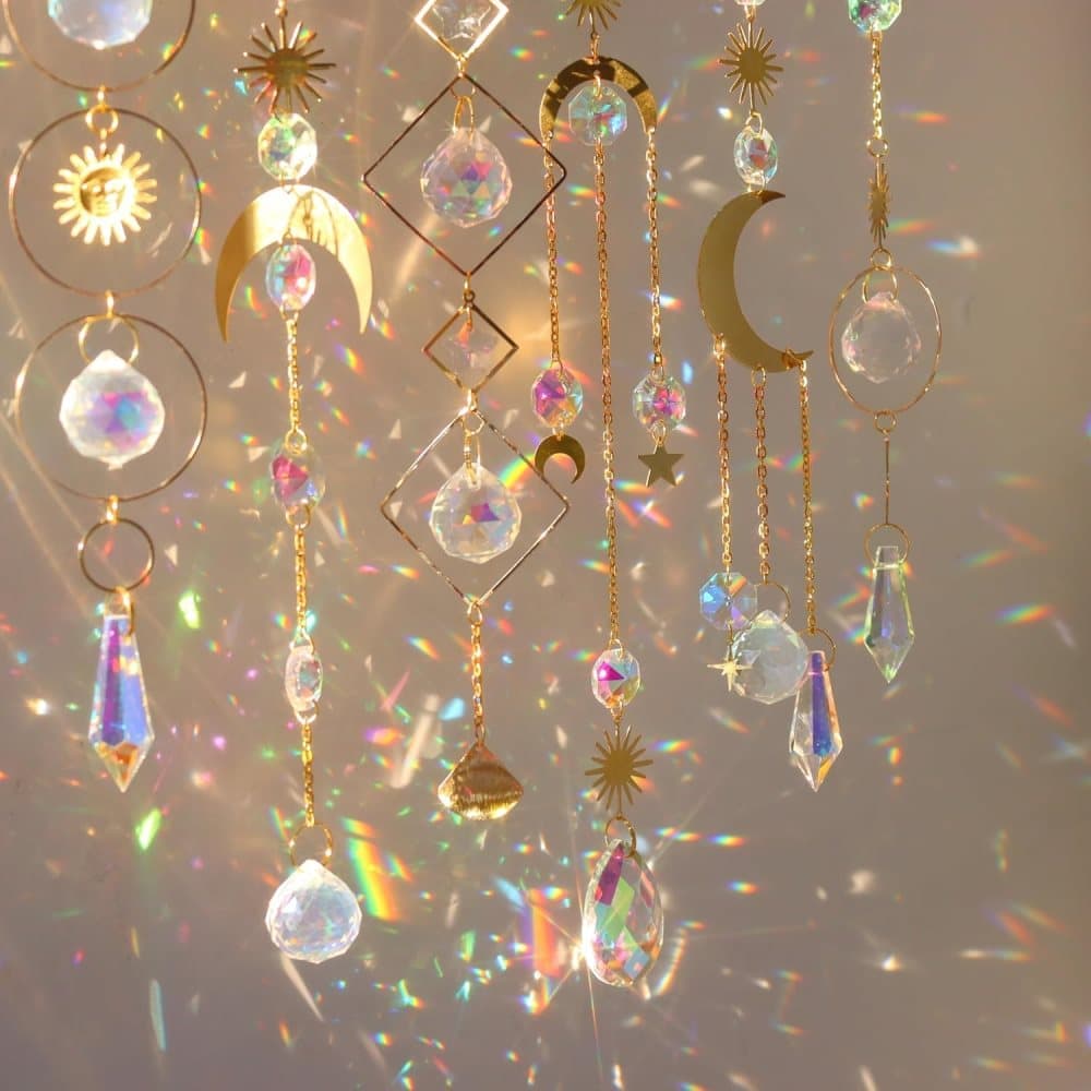 6 inches rainbow refractive prism suncatcher, crystal sun reflecting decoration, , 6 inches
