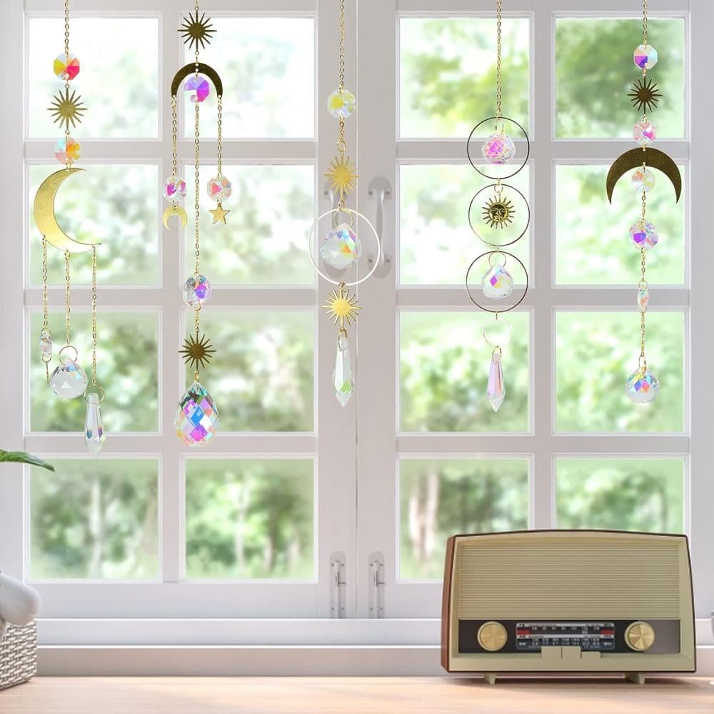 6 inches rainbow refractive prism suncatcher, crystal sun reflecting decoration, , 6 inches