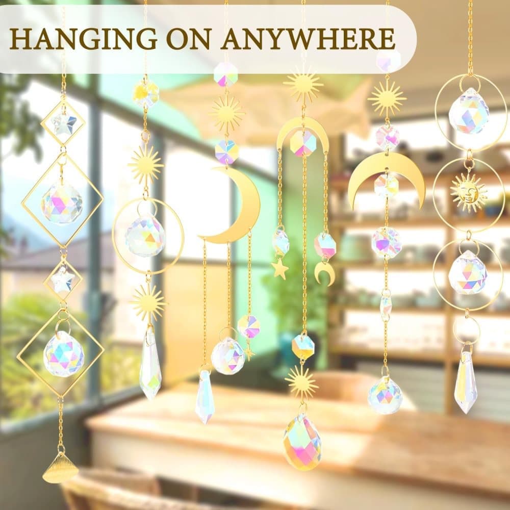 6 inches rainbow refractive prism suncatcher, crystal sun reflecting decoration, , 6 inches