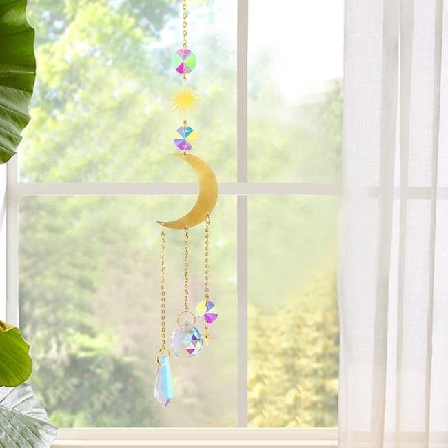 6 inches rainbow refractive prism suncatcher, crystal sun reflecting decoration, , 6 inches