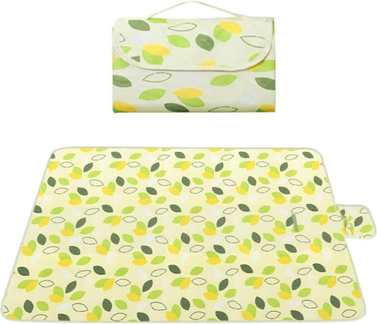 Waterproof Picnic Mat Foldable with Carrying Handle for Camping Beach Park Outdoor Activities, 100x150cm, Dark Green