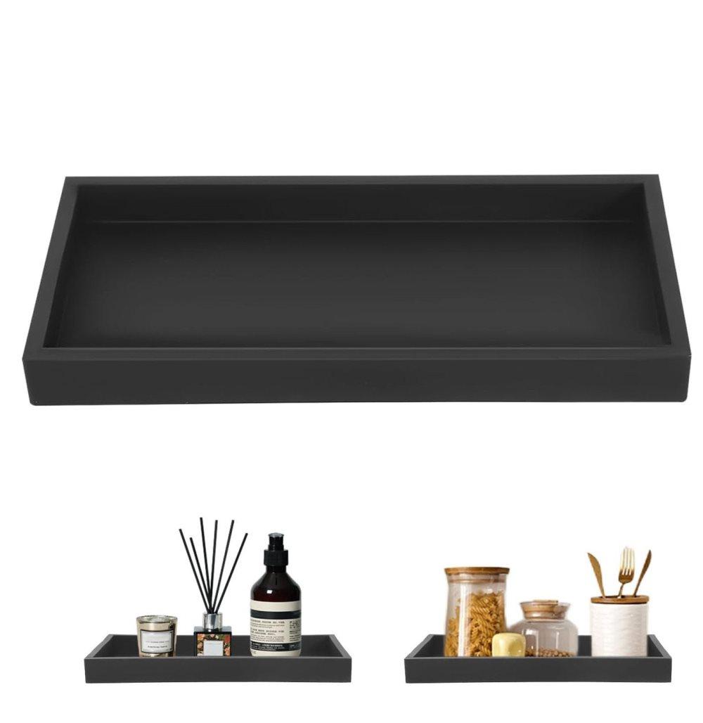 Black Silicone Storage Tray for Makeup and Small Items, 20 cm x 10 cm