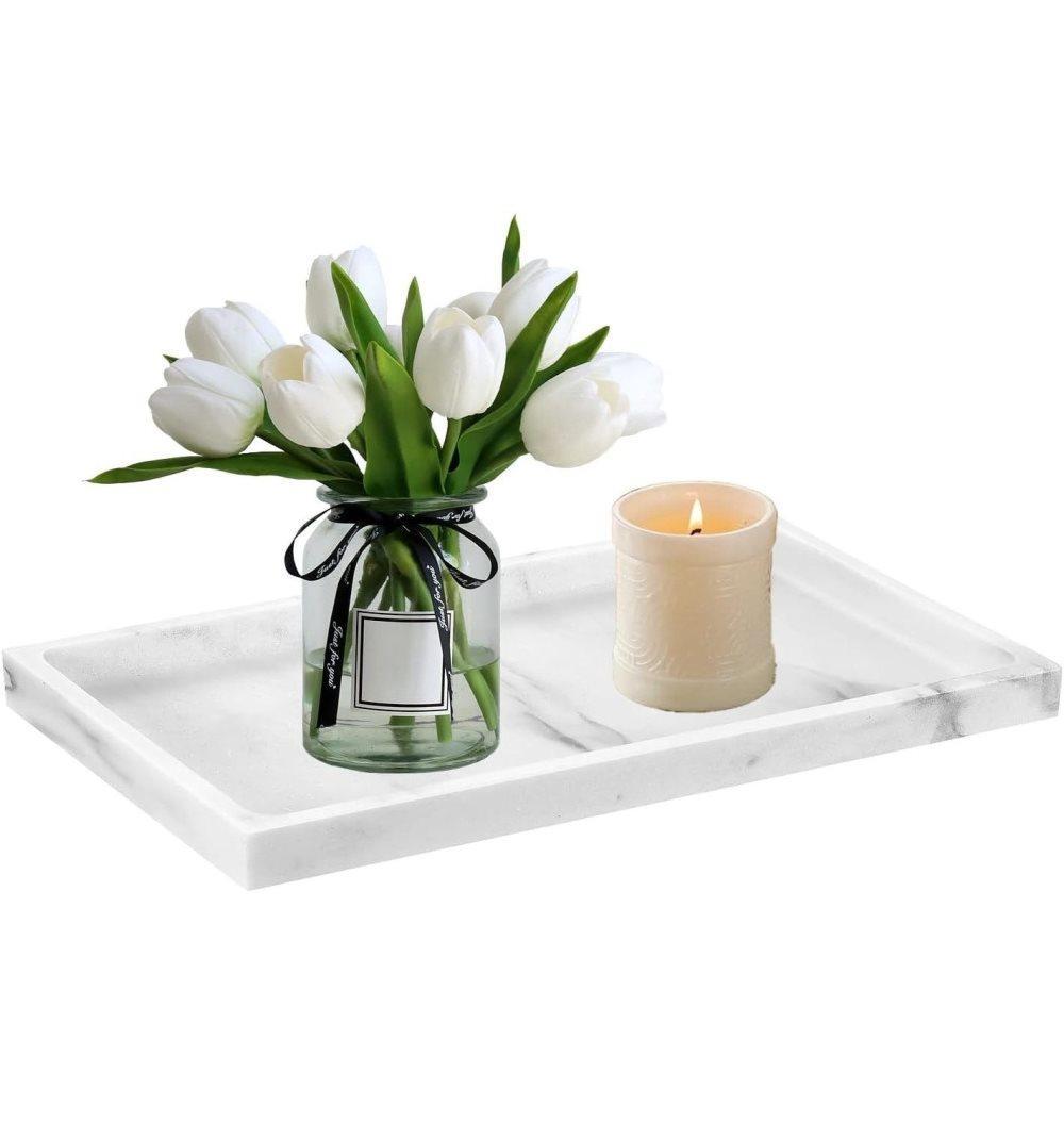 20 cm x 10 cm Silicone Storage Tray for Makeup and Small Items, Light Gray, Decorative Practical Organizer