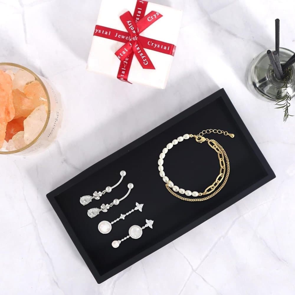 White silicone storage tray for makeup and small items, 30 cm x 12.5 cm