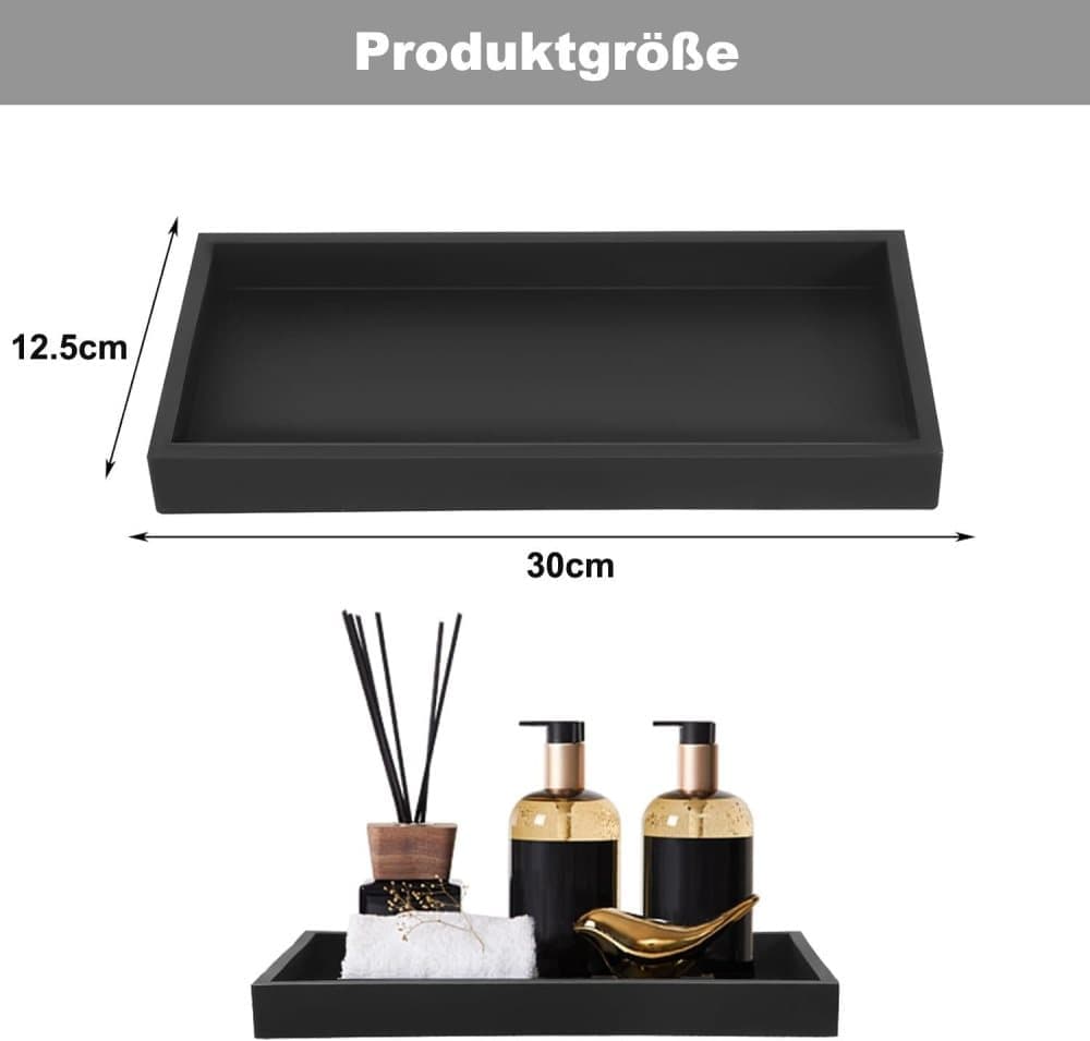 Silicone storage tray organizer for makeup and small items, 30 cm x 12.5 cm, Light gray