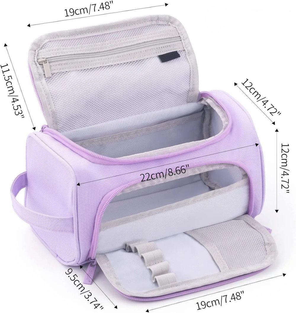 3-Layer School Pencil Case Multifunctional Spacious Pencil Bag for Pens and Stationery, Light Purple