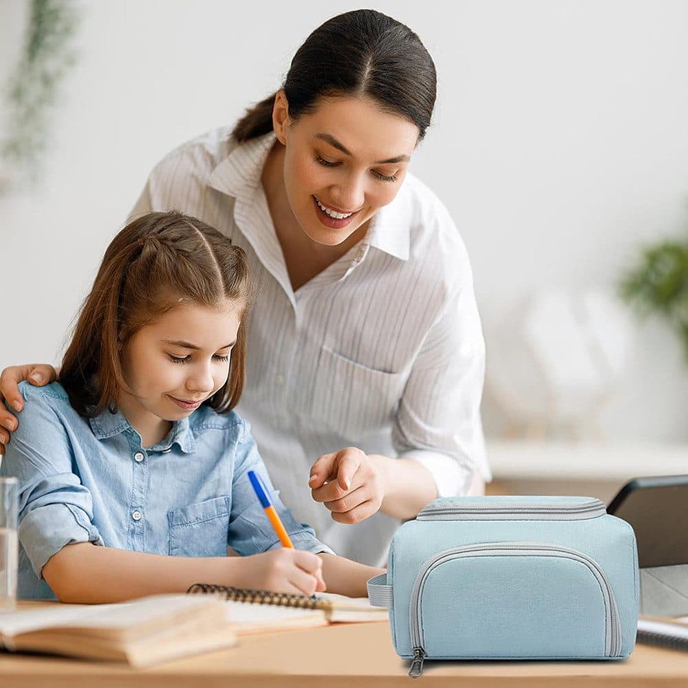 3-Layer School Pencil Case Multifunctional Spacious Pencil Bag for Pens and Stationery, Light Purple