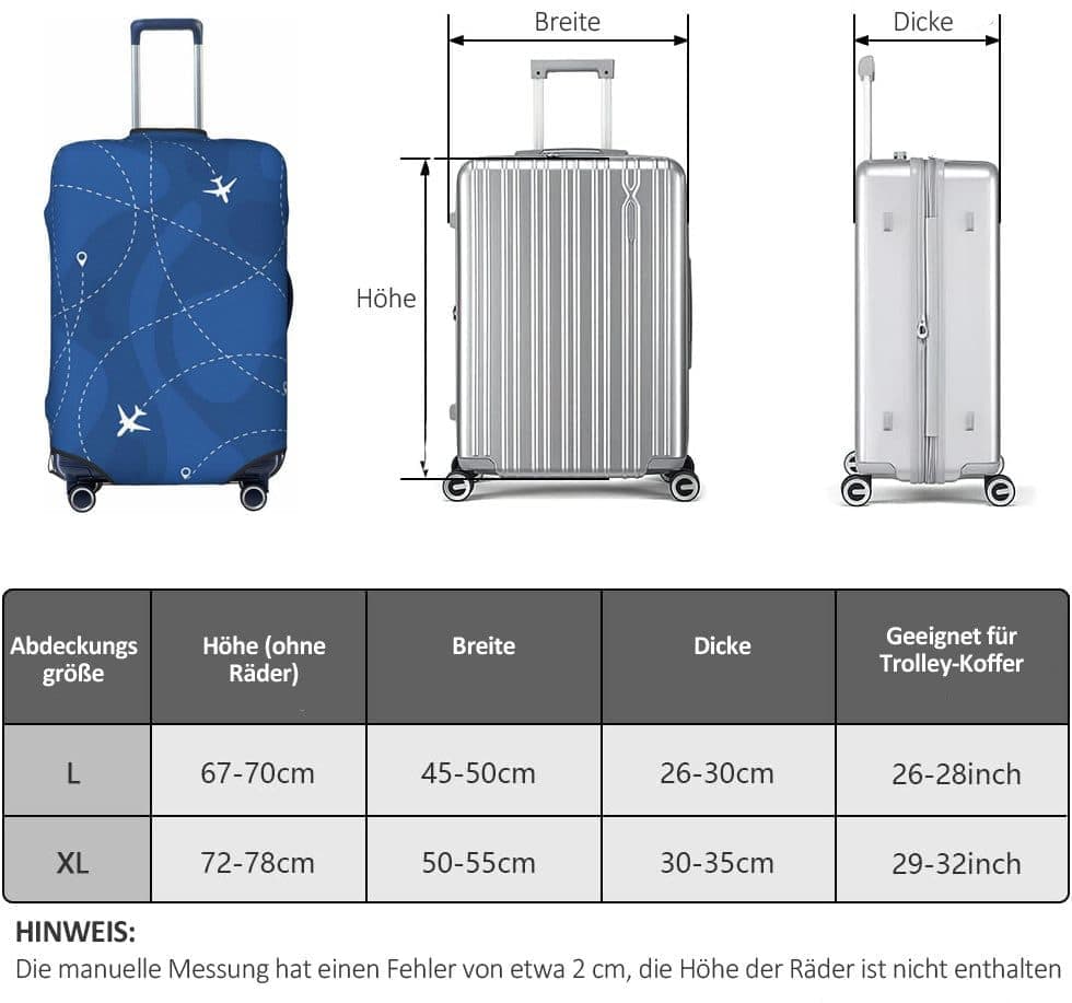 Reinforced Elastic Suitcase Cover Dustproof Durable Double-Sided Printing, 18-32 Inch