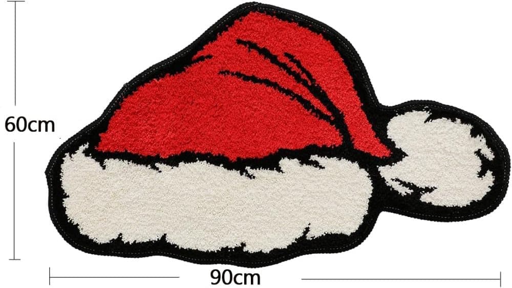 Christmas Santa Claus Bath Mat, Soft Non-Slip Absorbent, Machine Washable, for Living Room and Bathroom