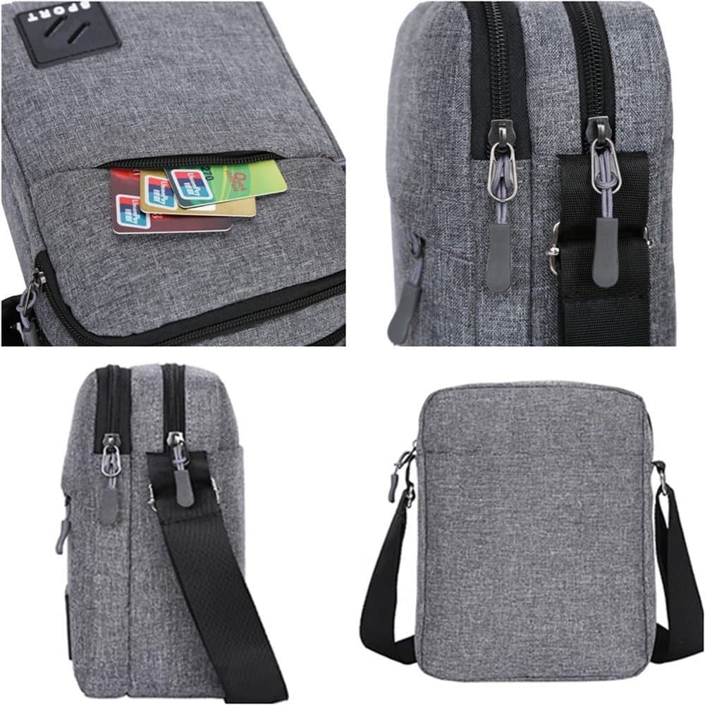 Waterproof Shoulder Backpack Multifunctional with Two Compartments, 16x23x9cm Gray