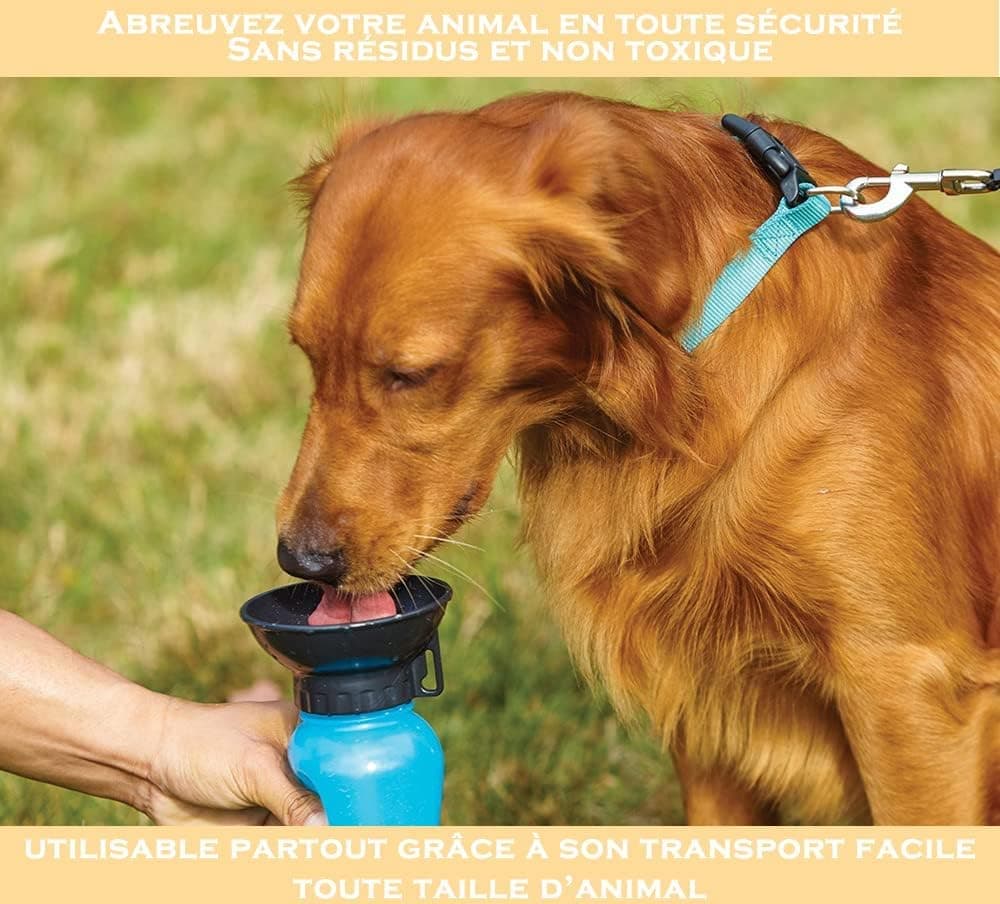 Portable Dog Water Bottle with Bowl, 500ml, Brown, Compatible with Dogs