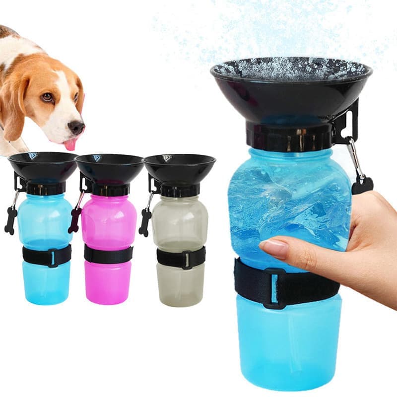 Portable Dog Water Bottle with Bowl, 500ml, Brown, Compatible with Dogs