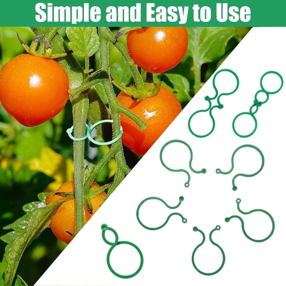100 pcs Garden Plant Clips Plastic Ring for Vines Tomatoes Flowers, 1.2 inch