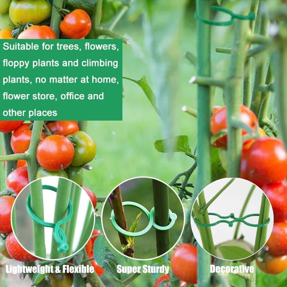 100 pcs Garden Plant Clips Plastic Ring for Vines Tomatoes Flowers, 1.2 inch