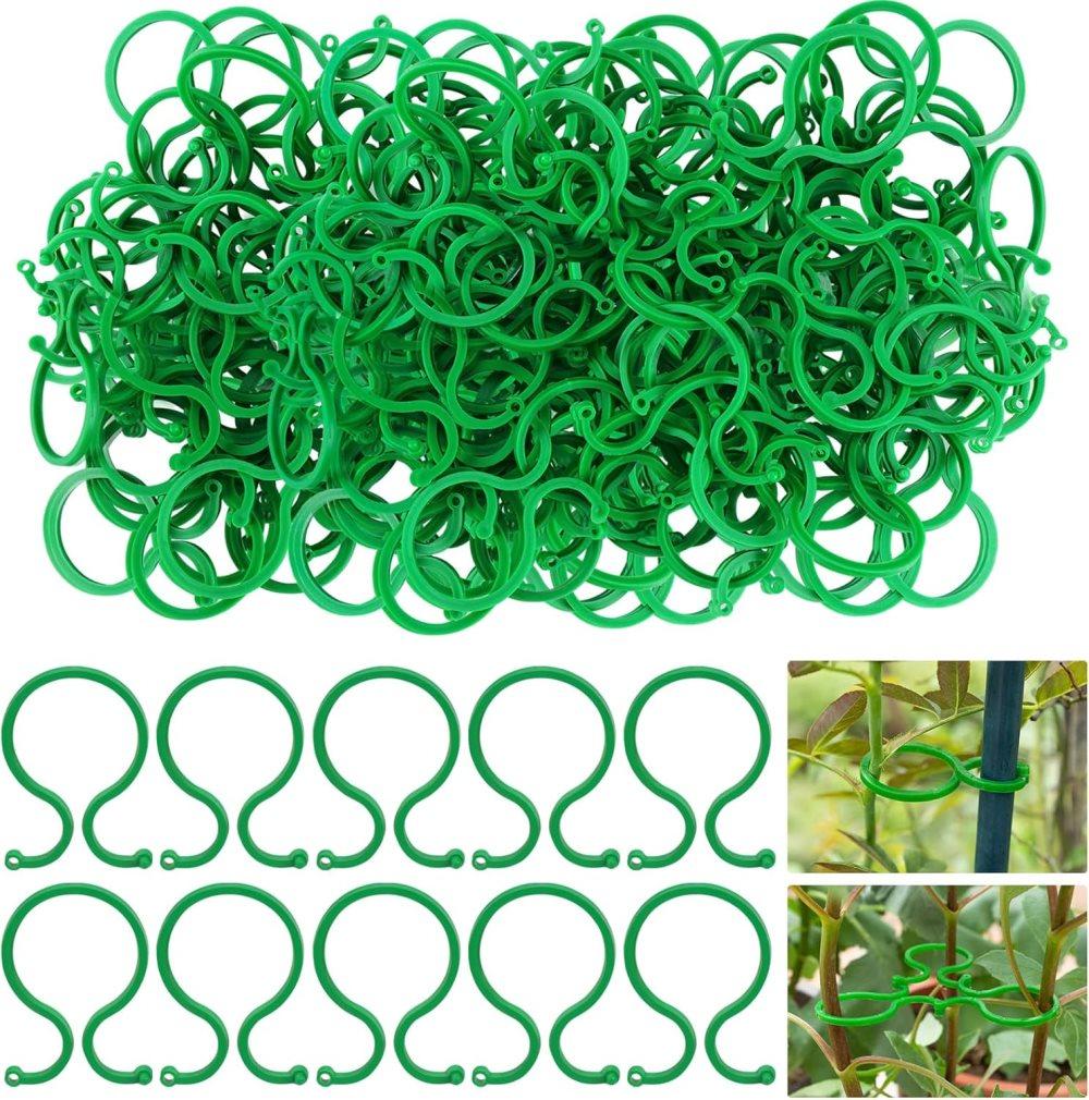 200 pcs Garden Plant Clips, Plastic Ring Design for Vines Tomatoes and Flowers, Decorative Garden Accessories